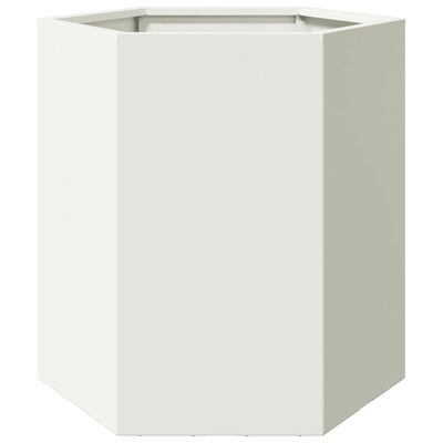 vidaXL Vaso/floreira de jardim hexagonal 46x40x45 cm aço branco