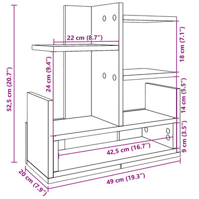 vidaXL Organizador de secretária 49x20x52,5 cm derivados madeira preto