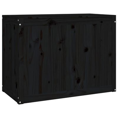 vidaXL Caixa para roupa 88,5x44x66 cm madeira de pinho maciça preto