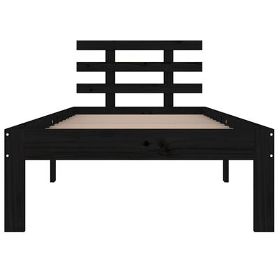 vidaXL Estrutura de cama solteiro 90x190 cm madeira maciça preto