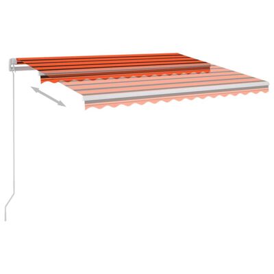 vidaXL Toldo retrátil manual com LED 350x250 cm laranja e castanho