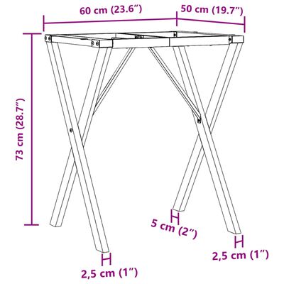 vidaXL Pernas para mesa de jantar estrutura em X ferro fundido