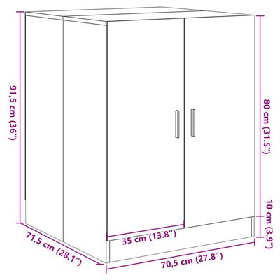 vidaXL Armário p/ máquina lavar roupa 70,5x71,5x91,5cm carvalho sonoma