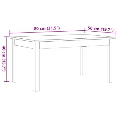 vidaXL Mesa de centro 80x50x40 cm madeira pinho maciça castanho cera