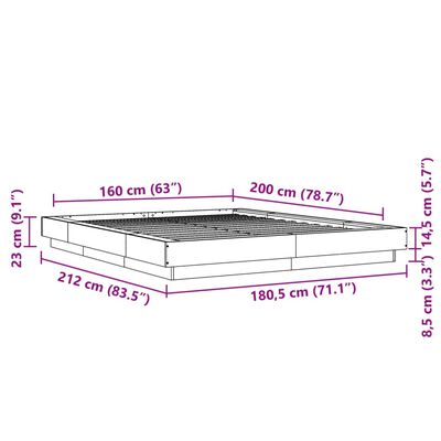 vidaXL Estrutura de cama 160x200 cm derivados de madeira cinza sonoma