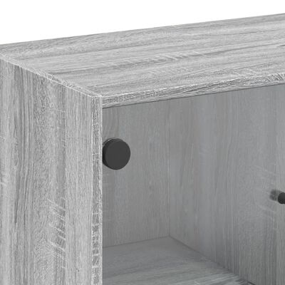 vidaXL Armário de apoio c/ portas de vidro 68x37x75,5 cm cinza sonoma