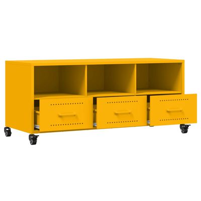 vidaXL Móvel de TV 100,5x39x43,5 cm aço amarelo mostarda