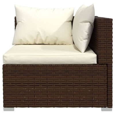 vidaXL 12 pcs conjunto lounge jardim c/ almofadões vime PE castanho