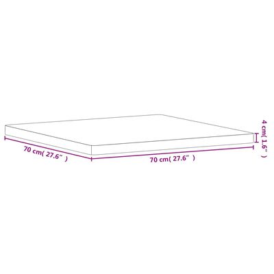 vidaXL Tampo de mesa quadrado 70x70x4 cm madeira de faia maciça