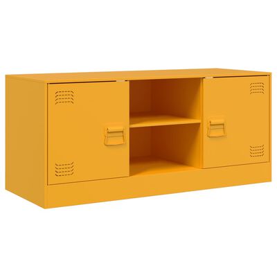 vidaXL Móvel de TV 99x39x44 cm aço amarelo mostarda