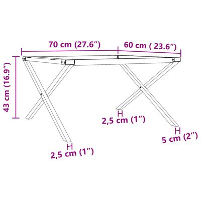 vidaXL Pernas para mesa de centro estrutura em X ferro fundido