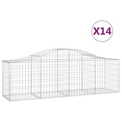 vidaXL Cestos gabião arqueados 14pcs 200x50x60/80 cm ferro galvanizado