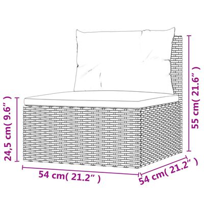 vidaXL 8 pcs conjunto lounge de jardim c/ almofadões vime PE cinzento