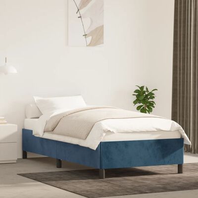 vidaXL Estrutura de cama 100x200 cm veludo azul-escuro