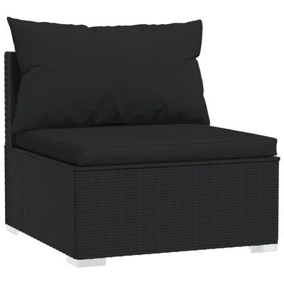 vidaXL 11 pcs conjunto lounge de jardim c/ almofadões vime PE preto