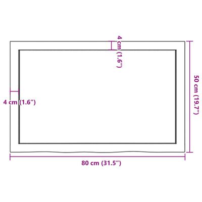 vidaXL Tampo de mesa 80x50x(2-6) cm carvalho maciço não tratado