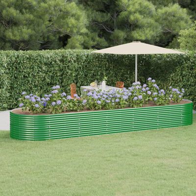 vidaXL Canteiro elevado jardim 510x140x68 cm aço revestido a pó verde