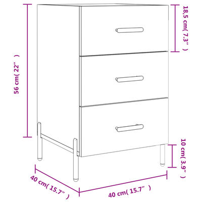 vidaXL Mesa de cabeceira 40x40x66cm derivados madeira branco brilhante