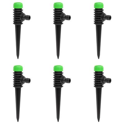 vidaXL Sprinklers rotativos 6 pcs 3x6x19,5 cm ABS/PP verde/preto