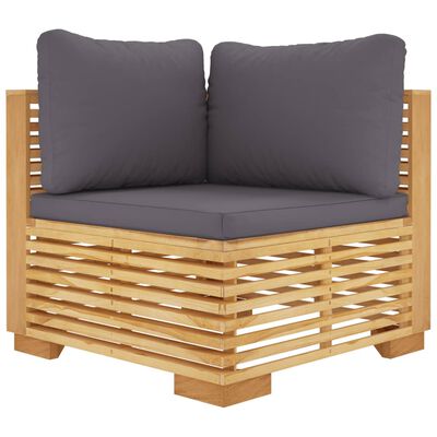 vidaXL 4 pcs conjunto lounge jardim c/ almofadões madeira teca maciça