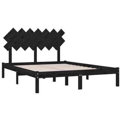 vidaXL Estrutura de cama 140x190 cm madeira maciça preto