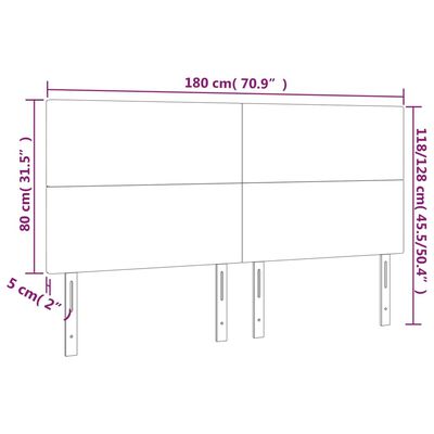 vidaXL Cabeceira de cama 4 pcs tecido 90x5x78/88 cm cinzento-escuro