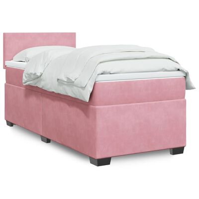 vidaXL Cama com molas/colchão 100x200 cm veludo rosa