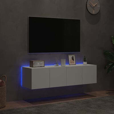 vidaXL Móveis de parede p/ TV com luzes LED 2 pcs 60x35x31 cm branco