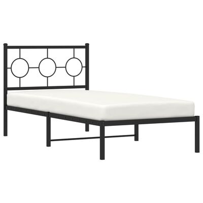 vidaXL Estrutura de cama com cabeceira 90x200 cm metal preto