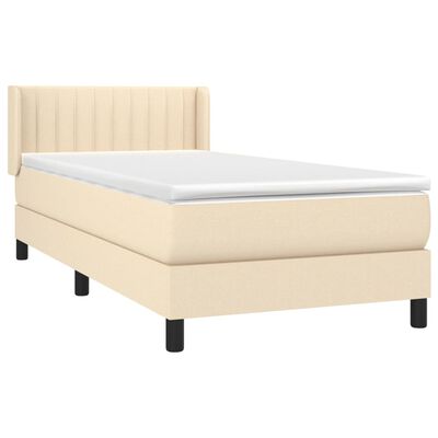 vidaXL Cama com molas/colchão 90x190 cm tecido cor creme