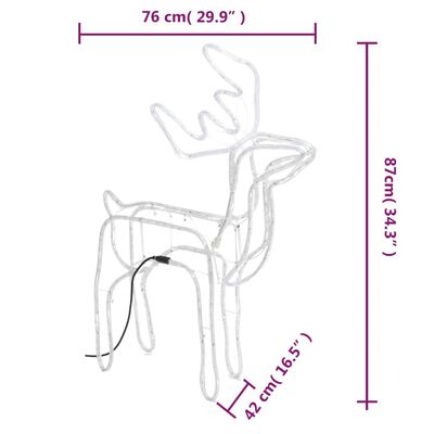 vidaXL Figuras de rena de Natal 2 pcs 76x42x87 cm branco quente