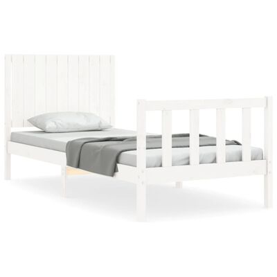 vidaXL Estrutura de cama com cabeceira 90x200 cm madeira maciça