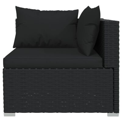 vidaXL 6 pcs conjunto lounge de jardim c/ almofadões vime PE preto