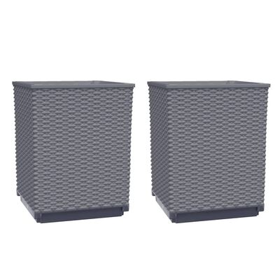 vidaXL Vasos/floreiras 2 pcs 30x30x37 cm polipropileno cinzento-escuro