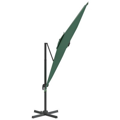 vidaXL Guarda-sol cantilever com poste alumínio 300x300 cm verde