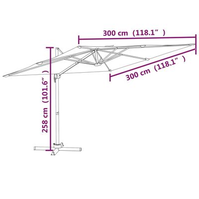 vidaXL Guarda-sol de jardim cantilever c/ poste alumínio branco areia