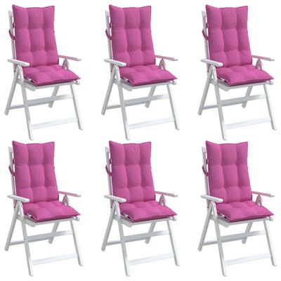 vidaXL Almofadões p/ cadeira encosto alto 6 pcs tecido oxford rosa