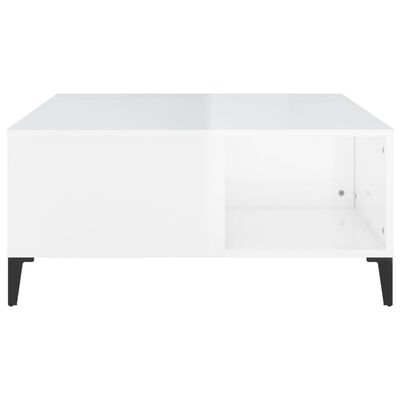 vidaXL Mesa de centro 80x80x36,5 cm derivados madeira branco brilhante