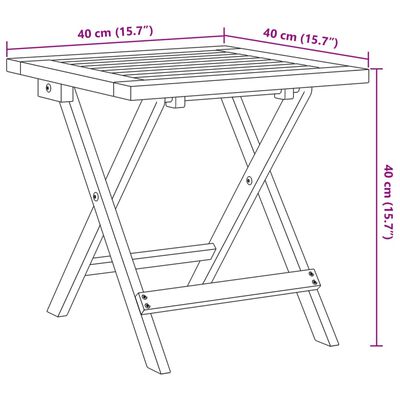 vidaXL Cadeiras de jardim dobráveis 2 pcs c/ mesa madeira maciça preto