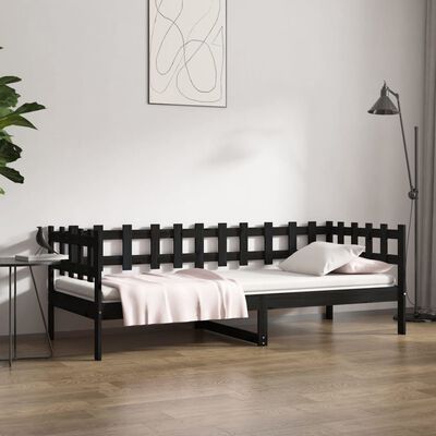 vidaXL Sofá-cama 90x190 cm madeira de pinho maciça preto