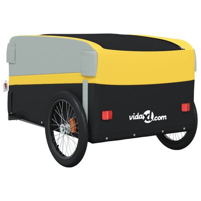 vidaXL Reboque para bicicleta 45 kg ferro preto e amarelo