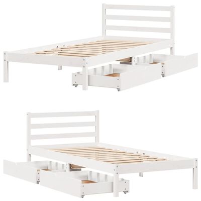 vidaXL Cama sem colchão 75x190 cm madeira de pinho maciça branco