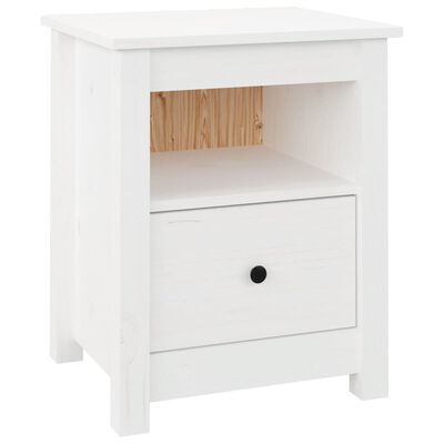 vidaXL Mesa de cabeceira 40x35x49 cm madeira de pinho maciça branco