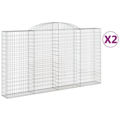 vidaXL Cestos gabião arqueados 2pcs 300x30x160/180cm ferro galvanizado