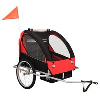 vidaXL Reboque para bicicletas/carrinho bebé 2 em 1 preto e vermelho