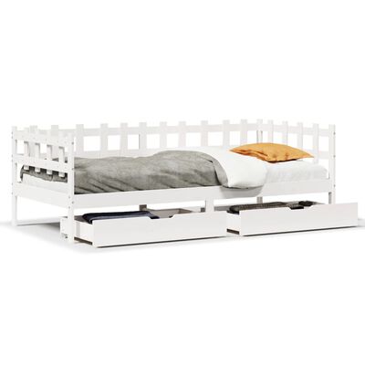 vidaXL Sofá-cama c/ gavetas 90x200cm madeira de pinho maciça branco