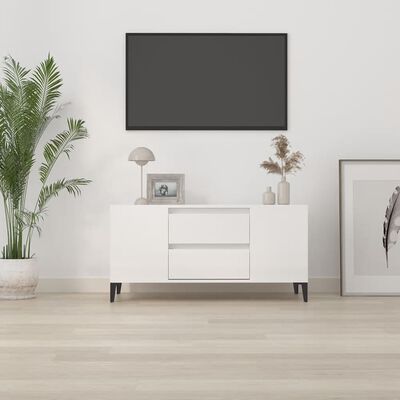 vidaXL Móvel p/ TV 102x44,5x50 cm derivados madeira branco brilhante