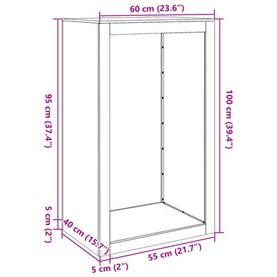 vidaXL Suporte para lenha 60x40x100 cm aço preto