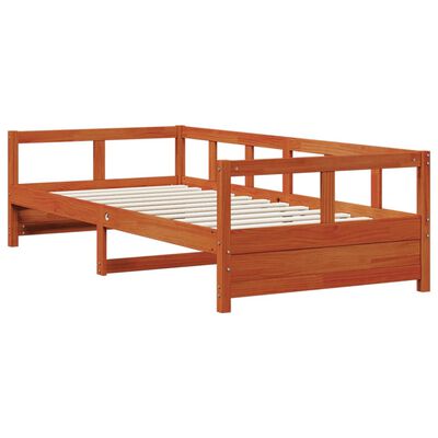 vidaXL Sofá-cama sem colchão 80x200 cm madeira de pinho castanho cera