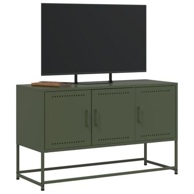 vidaXL Móvel de TV 100,5x39x60,5 aço verde azeitona